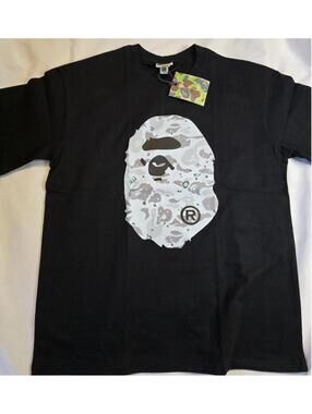 A Bathing Ape BAPE Men's Black  White Camouflage T-Shirt NWT